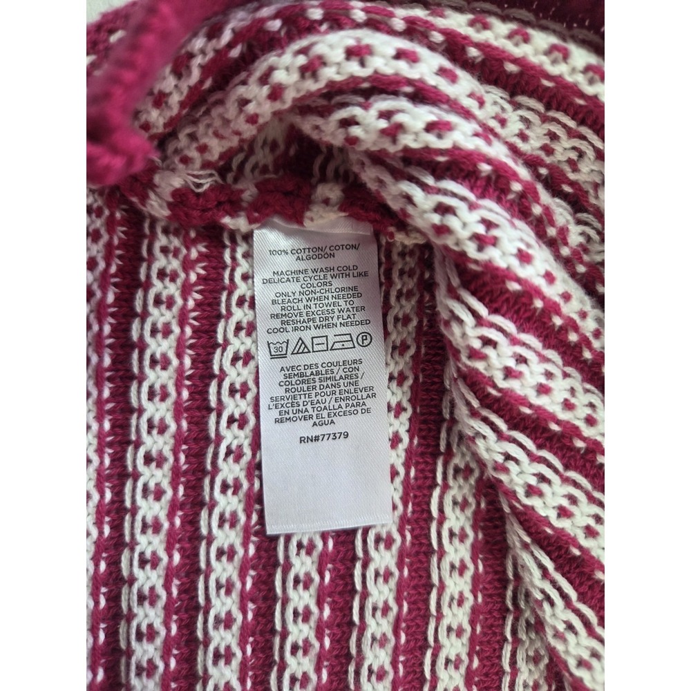 Ann Taylor Factory Pink Stripe Short Sleeve Sweater Womens Large Cotton Knit Top - Picture 3 of 7